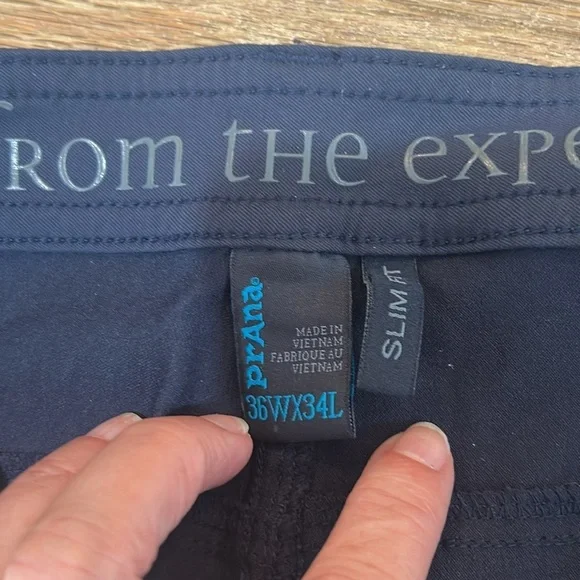 prAna Slim Fit Mens 36x34 Navy Nylon Stretch Slim Fit Outdoor Hiking - Picture 3 of 8